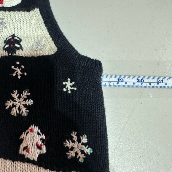 Vintage White Stag Christmas Snowman Snowflake Ugly Sweater Vest Cotton Size S - Picture 8 of 9